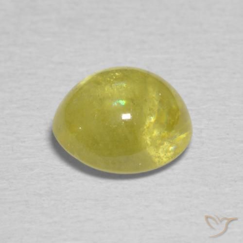 esfena Marrón verde dorado natural de 1.62 ct, Ovalada, Transparente