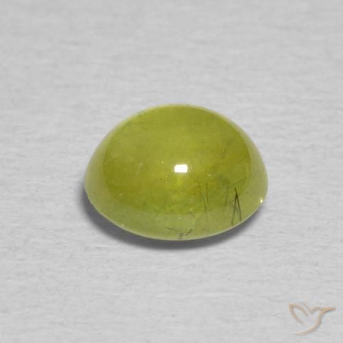 esfena Verde amarillento natural de 1.27 ct, Ovalada, Transparente