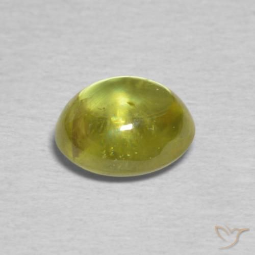 esfena Verde amarillento natural de 1.17 ct, Ovalada, Transparente