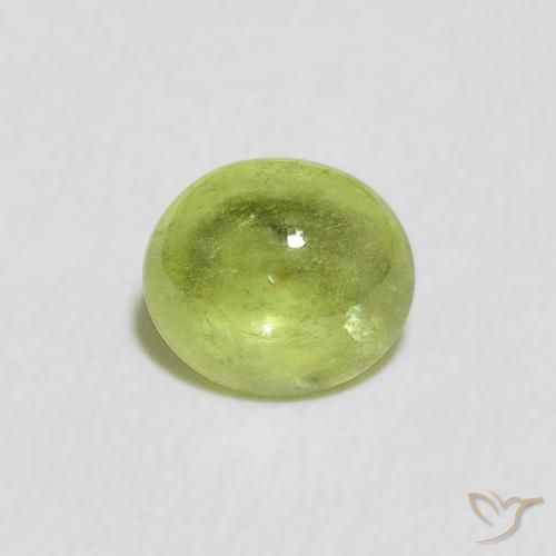 0.80ct Natural Verde amarillento esfena, Ovalada, Transparente