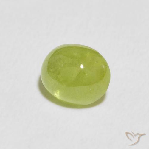 esfena Verde medio natural de 1.18 ct, Ovalada, Transparente