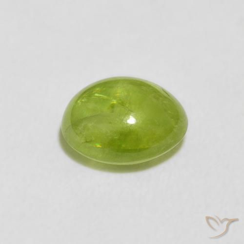 esfena Verde amarillento natural de 1.52 ct, Ovalada, Transparente