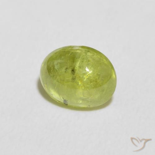 esfena Verde terroso claro natural de 1.06 ct, Ovalada, Transparente