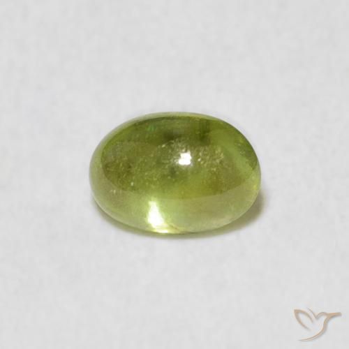 0.87ct Natural Verde amarillento esfena, Ovalada, Transparente