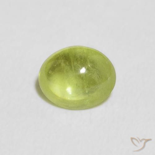 0.76ct Natural Verde amarillento intenso esfena, Ovalada, Transparente