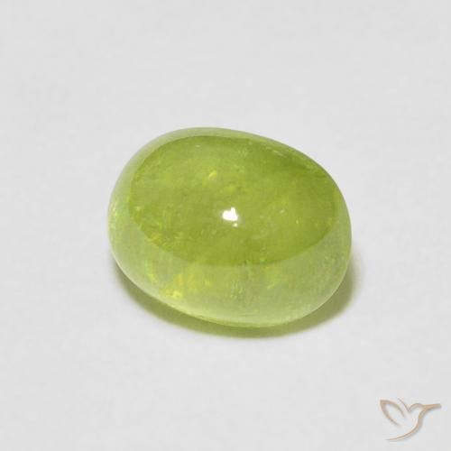 esfena Verde medio natural de 1.64 ct, Ovalada, Transparente