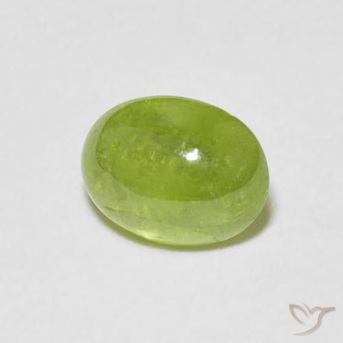 esfena Verde medio natural de 1.41 ct, Ovalada, Transparente
