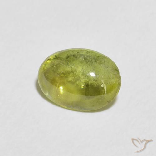 esfena Verde bosque cálido natural de 1.10 ct, Ovalada, Transparente