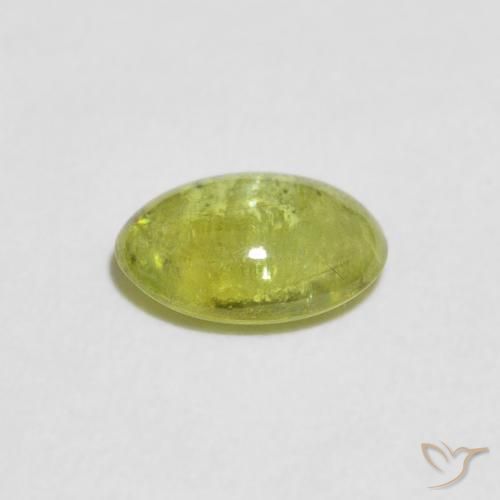 esfena Verde bosque cálido natural de 1.10 ct, Ovalada, Transparente