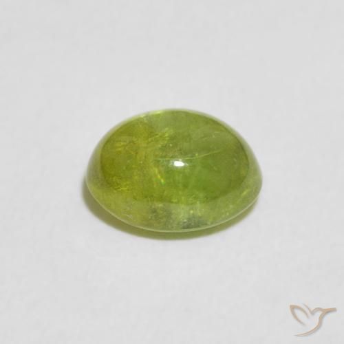 esfena Verde Oliva natural de 1.09 ct, Ovalada, Transparente