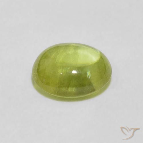 esfena Verde medio natural de 1.32 ct, Ovalada, Transparente