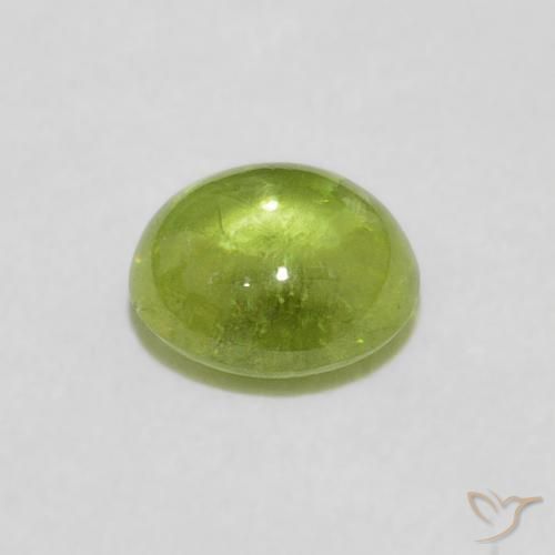 esfena Verde medio natural de 1.18 ct, Ovalada, Transparente