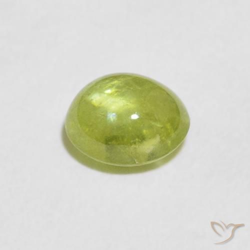 esfena Verde Oliva natural de 0.85 ct, Ovalada, Transparente