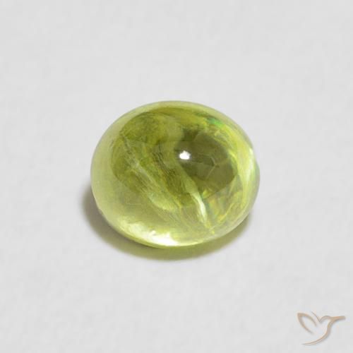 0.65ct Natural Verde bosque claro esfena, Ovalada, Transparente