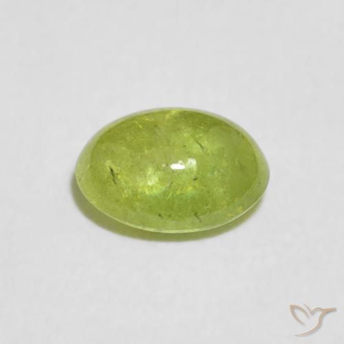 esfena Verde medio natural de 0.91 ct, Ovalada, Transparente