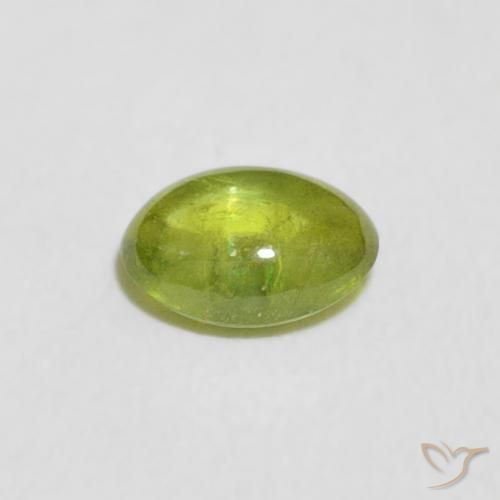 esfena Verde Oliva natural de 0.51 ct, Ovalada, Transparente