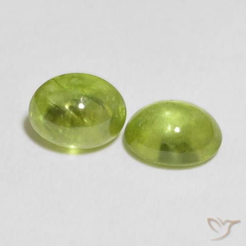Gemas de esfena Verde medio natural de 2.70 ct, Ovalada, Transparente