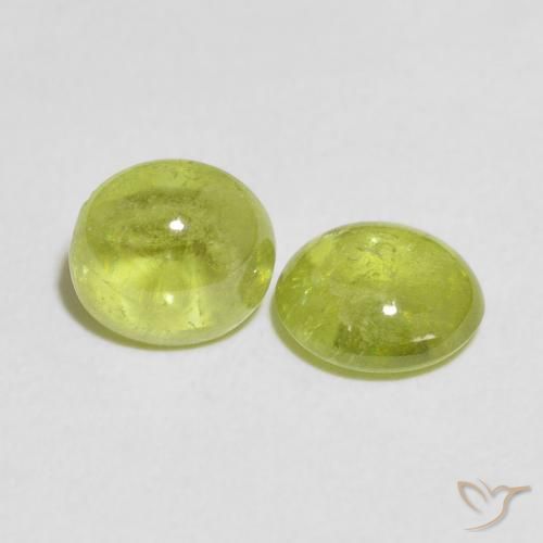 Gemas de esfena Verde Oliva natural de 2.61 ct, Ovalada, Transparente