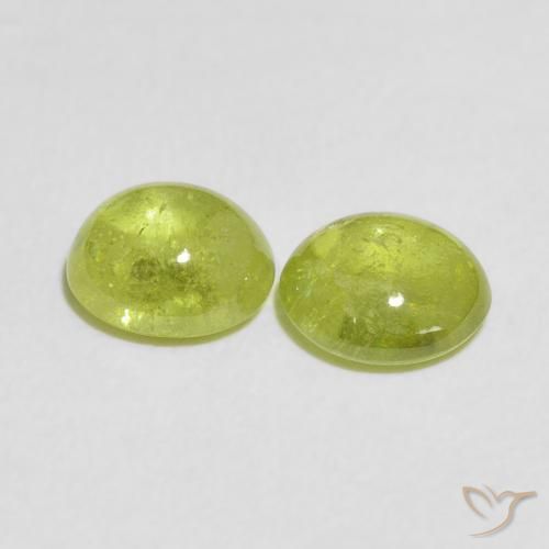Gemas de esfena Verde Oliva natural de 2.61 ct, Ovalada, Transparente