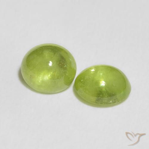 Gemas de esfena Verde medio natural de 2.07 ct, Ovalada, Transparente