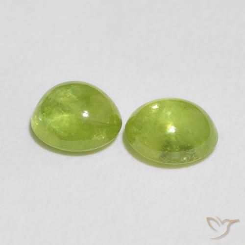 Gemas de esfena Verde medio natural de 2.07 ct, Ovalada, Transparente