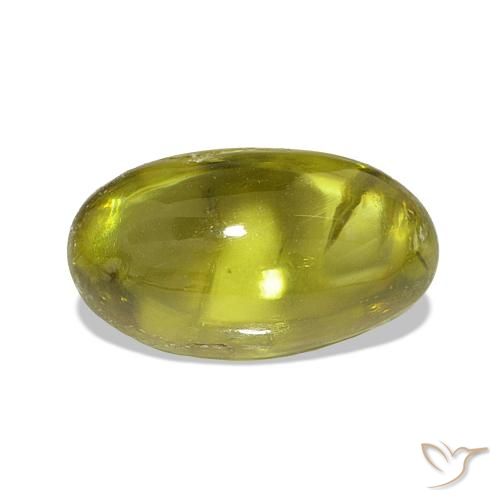 esfena Amarillo limón natural de 3.40 ct, Ovalada, Transparente