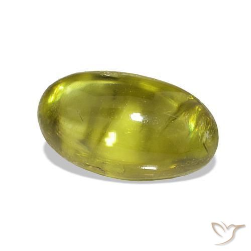esfena Amarillo limón natural de 3.40 ct, Ovalada, Transparente