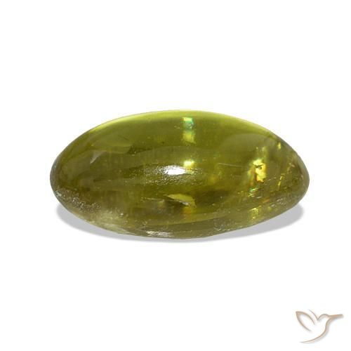 esfena Amarillo limón natural de 3.40 ct, Ovalada, Transparente