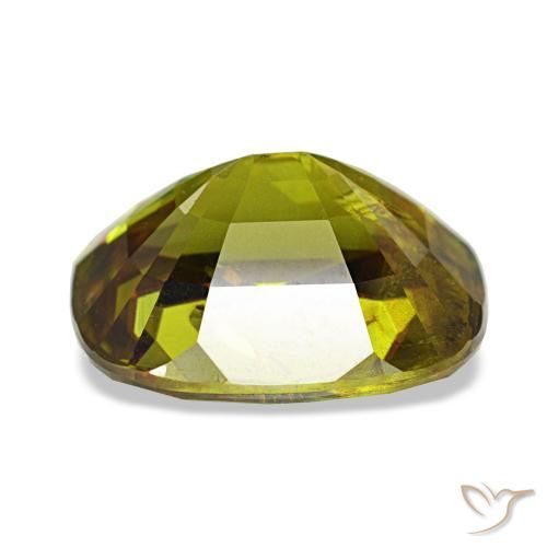 Esfena verde natural de 4,31 ct, corte cojín, VS