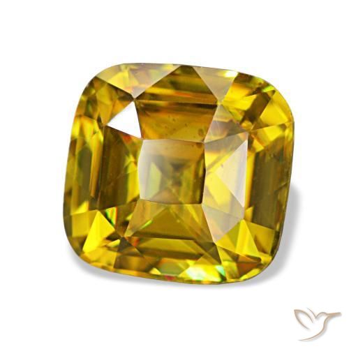 Esfena dorado natural de 1,97 ct, corte cojín, VVS-VS