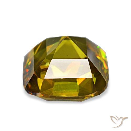 Esfena dorado natural de 1,97 ct, corte cojín, VVS-VS