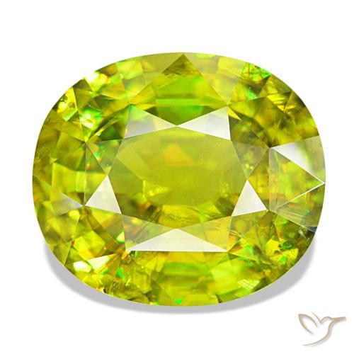 Esfena verde natural de 13,27 ct, corte óvalo, VS