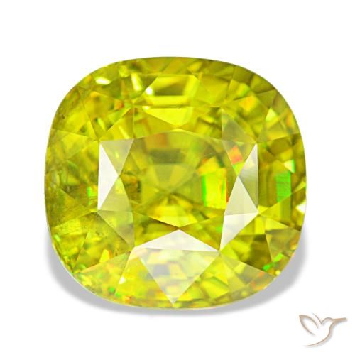 Esfena verde natural de 4,65 ct, corte cojín, VS