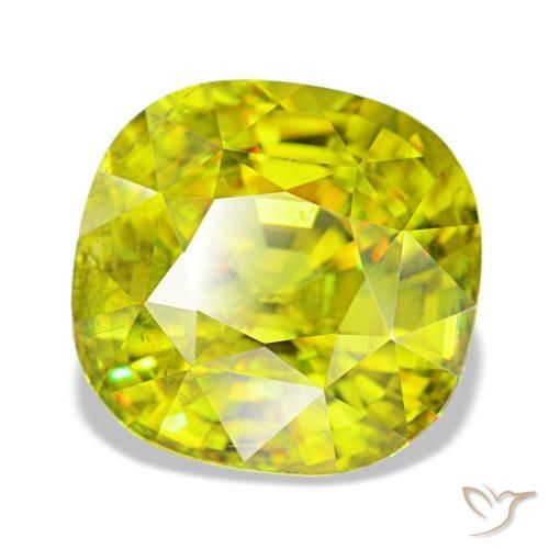 Esfena verde natural de 4,65 ct, corte cojín, VS