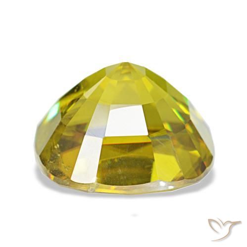 Esfena verde natural de 4,65 ct, corte cojín, VS