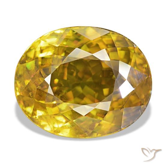 Esfena dorado de 7,19 ct, ovalado, VS