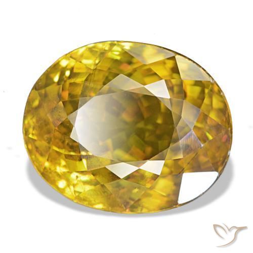 Esfena dorado natural de 7,19 ct, corte óvalo, VS