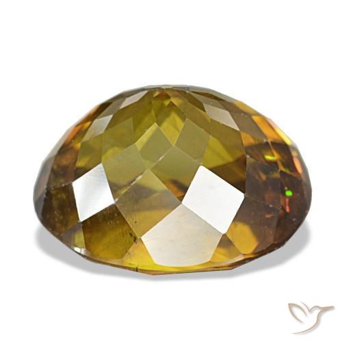 Esfena dorado natural de 7,19 ct, corte óvalo, VS