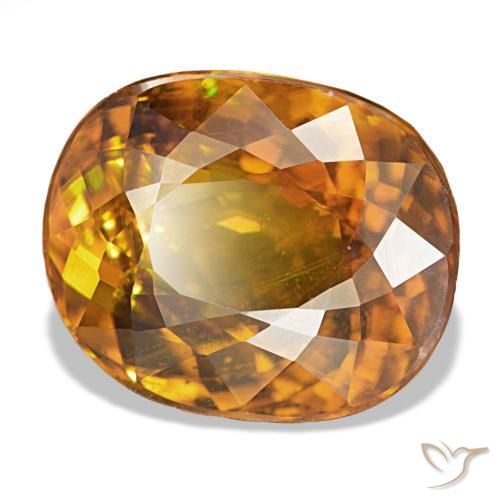 Esfena naranja natural de 7,40 ct, corte óvalo, VS