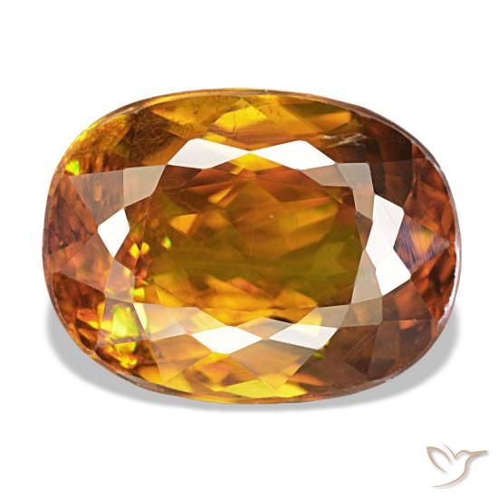 Esfena naranja natural de 6,02 ct, corte óvalo, VS