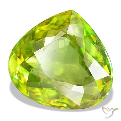 Esfena verde natural de 8,29 ct, en forma de pera, VS