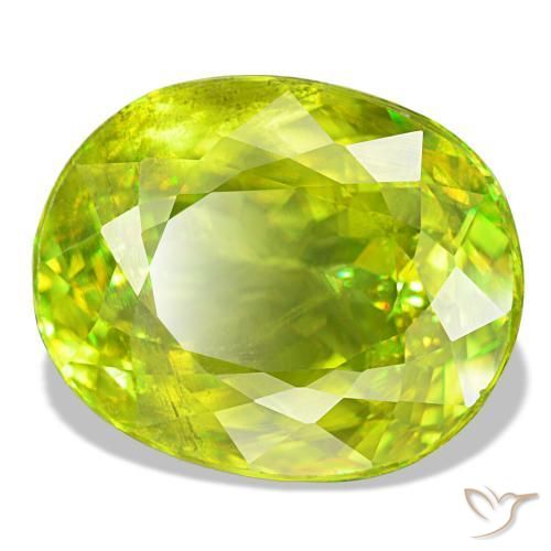Esfena verde natural de 9,05 ct, corte óvalo, VS
