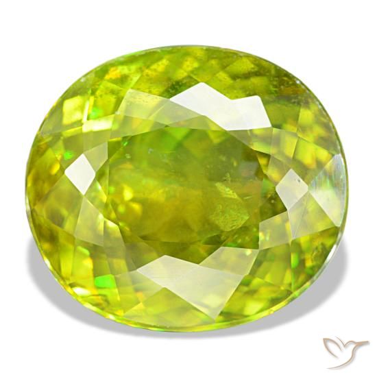 Esfena verde natural de 8,65 ct, corte óvalo, VS