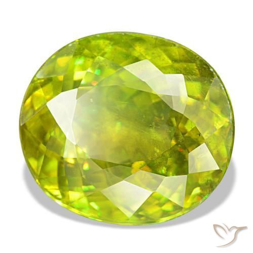 Esfena verde natural de 8,65 ct, corte óvalo, VS