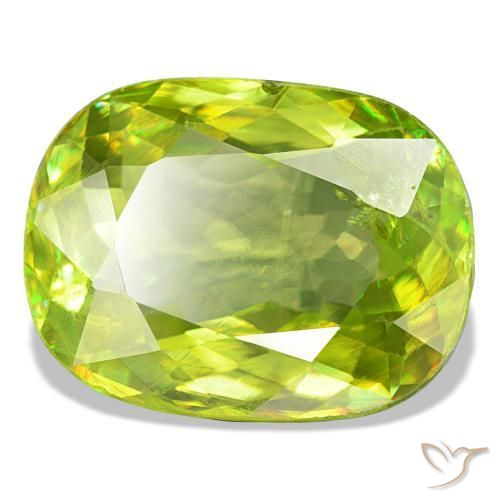 Esfena verde natural de 8,07 ct, corte cojín, VS