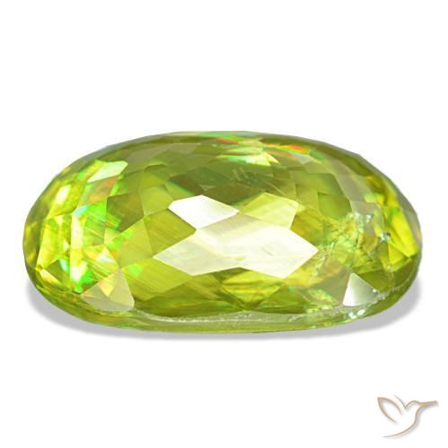 Esfena verde natural de 8,07 ct, corte cojín, VS