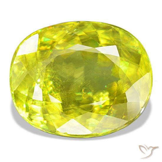Esfena verde de 8,11 ct, ovalado, VS
