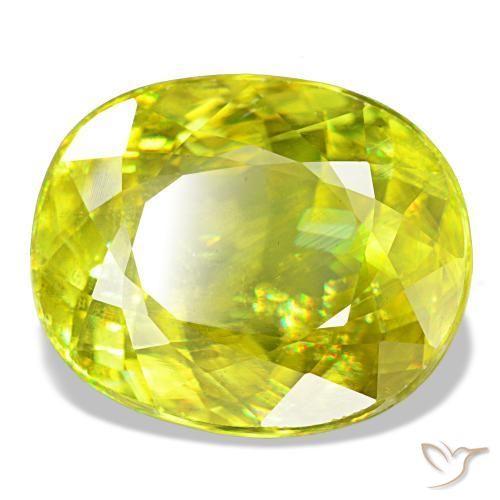 Esfena verde natural de 8,11 ct, corte óvalo, VS