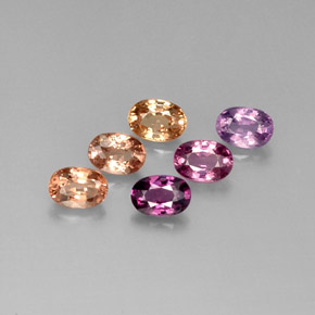 Gemas de espinela multicolor natural de  ct, corte óvalo, VVS