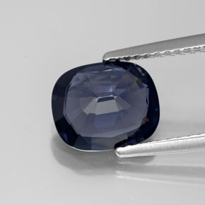 Espinela azul natural de 2,33 ct, corte cojín, VVS-VS